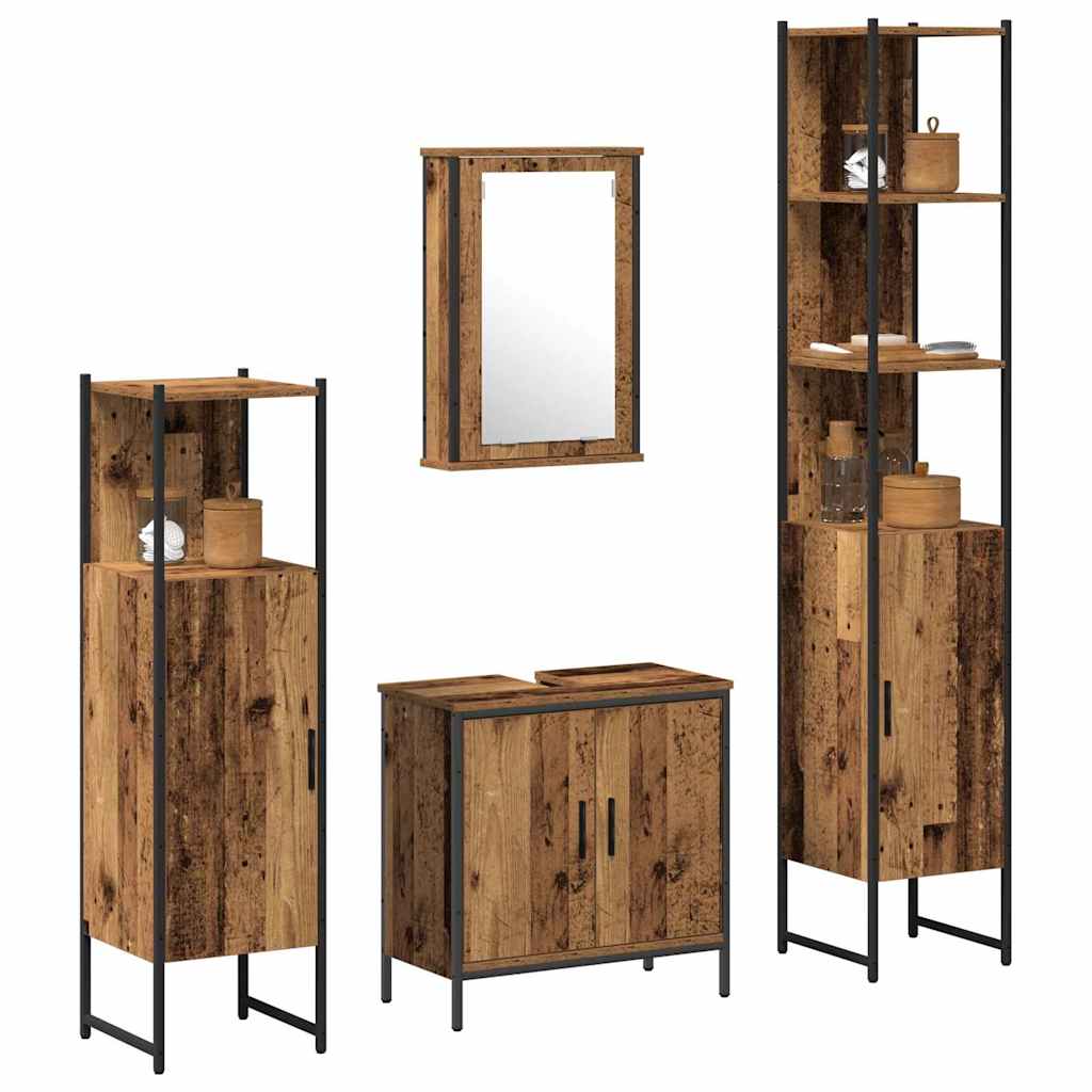 Bathroom Furniture Set with Door 4 pcs Brown 33 x 33 x 185.5 cm